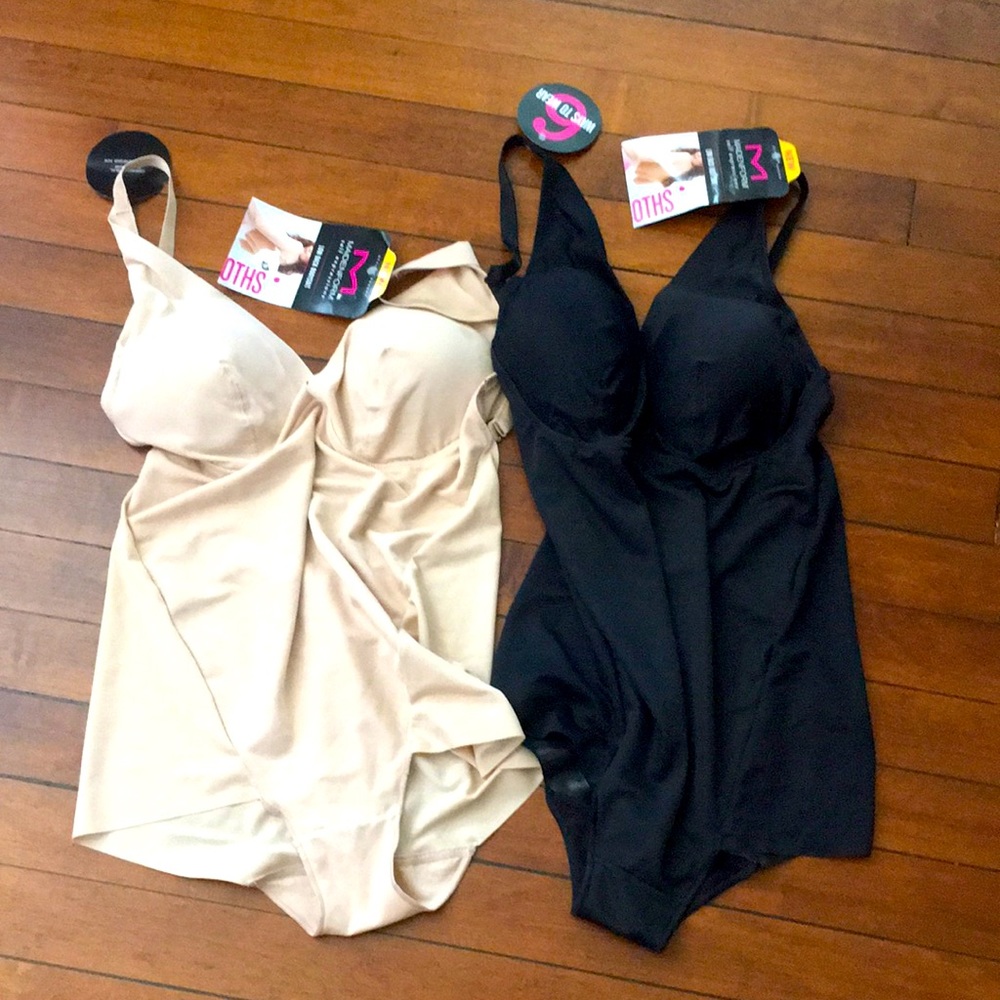Two Maidenform low back bodysuit shape wear